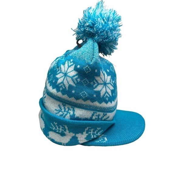 Premium Headwear Knit Beanie Winter‎ Hat Pom Bill Turquoise Snow Deer Women OSFA - Picture 4 of 5
